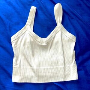 White Rippled Crop Top